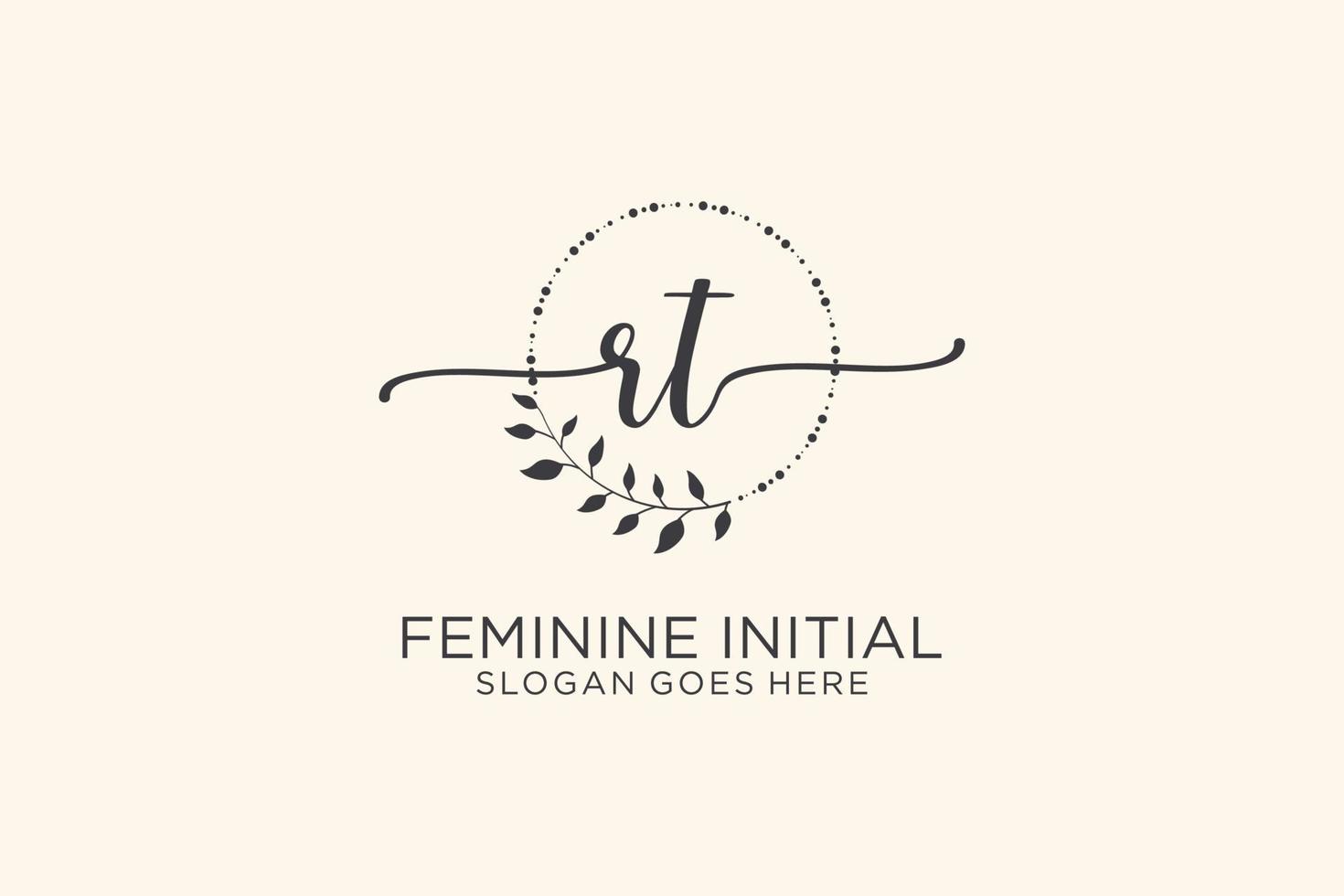 Initial RT beauty monogram and elegant logo design handwriting logo of initial signature, wedding, fashion, floral and botanical with creative template. vector