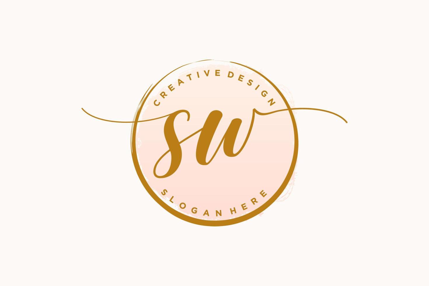 Initial SW handwriting logo with circle template vector signature, wedding, fashion, floral and botanical with creative template.