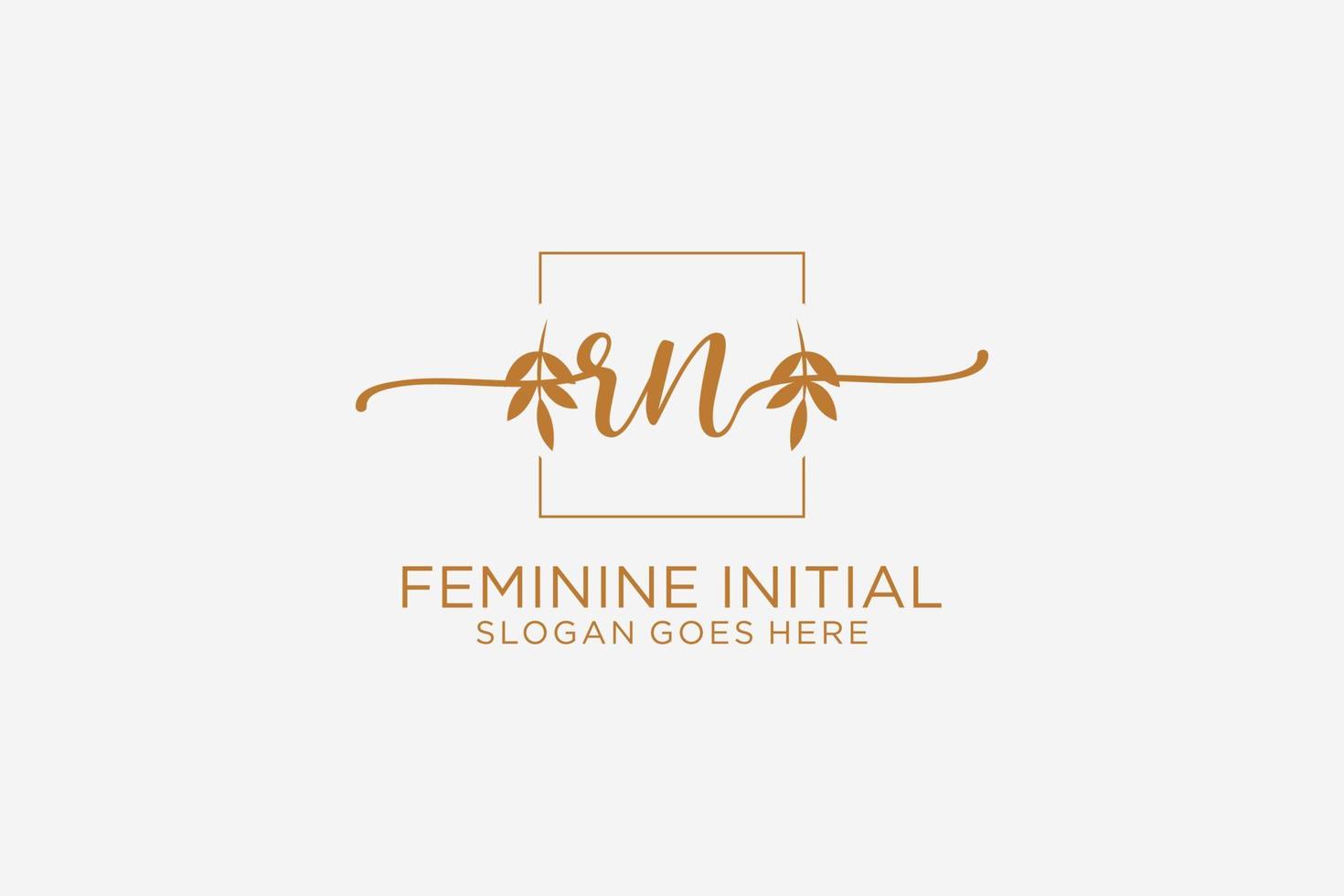 Initial RN beauty monogram and elegant logo design handwriting logo of initial signature, wedding, fashion, floral and botanical with creative template. vector