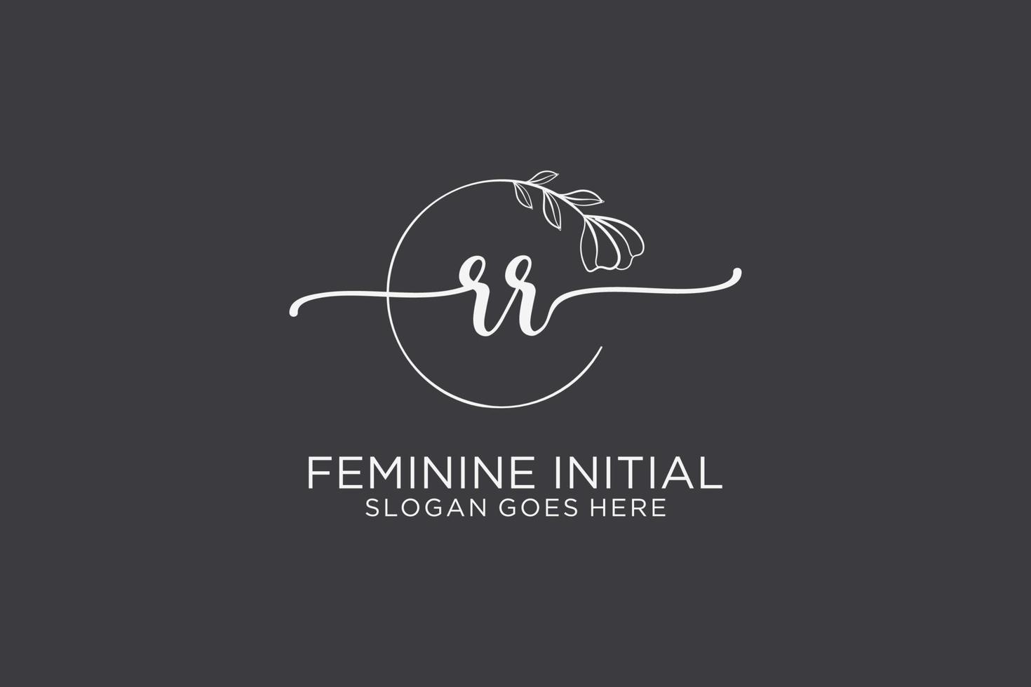 Initial RR beauty monogram and elegant logo design handwriting logo of initial signature, wedding, fashion, floral and botanical with creative template. vector