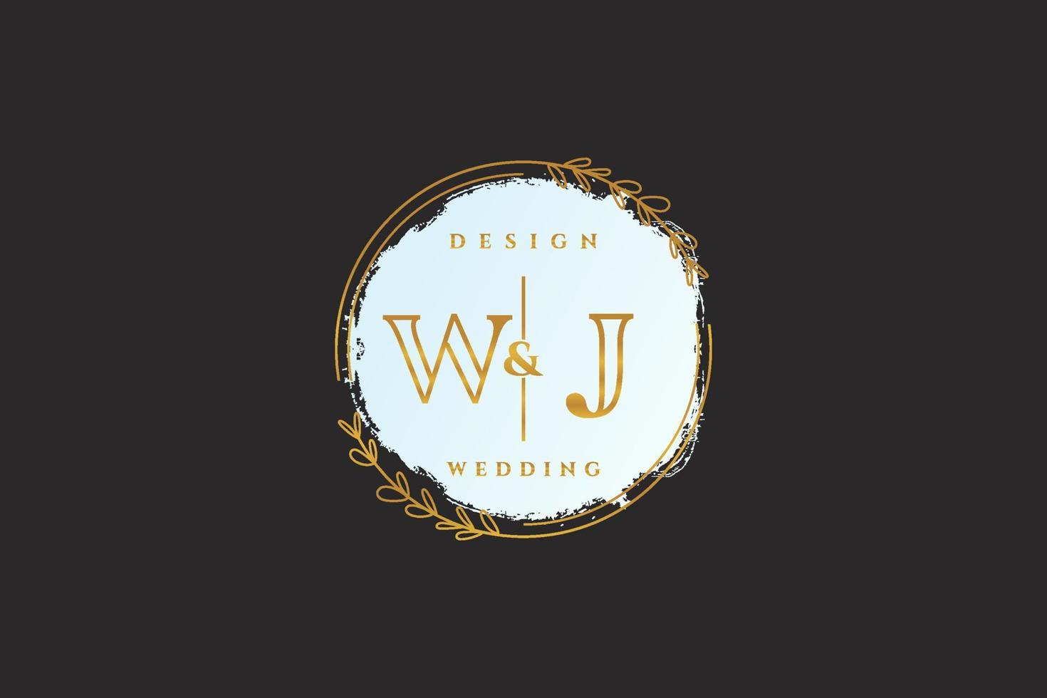 Initial WJ beauty monogram and elegant logo design handwriting logo of initial signature, wedding, fashion, floral and botanical with creative template. vector