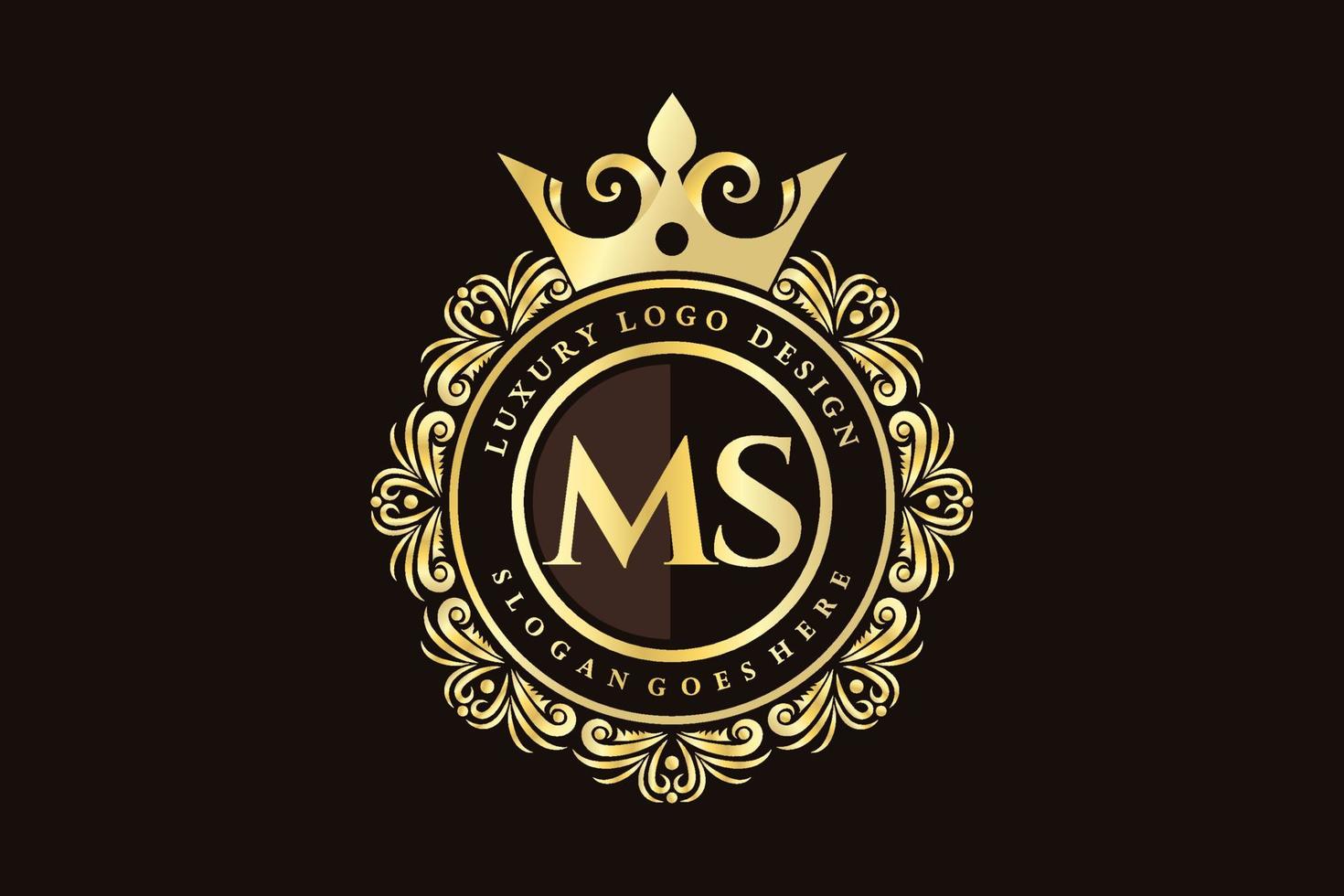 MS Initial Letter Gold calligraphic feminine floral hand