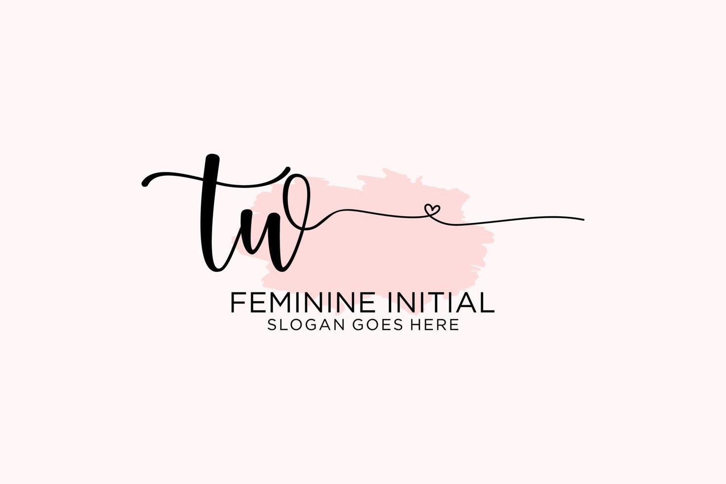 Initial TW beauty monogram and elegant logo design handwriting logo of initial signature, wedding, fashion, floral and botanical with creative template. vector