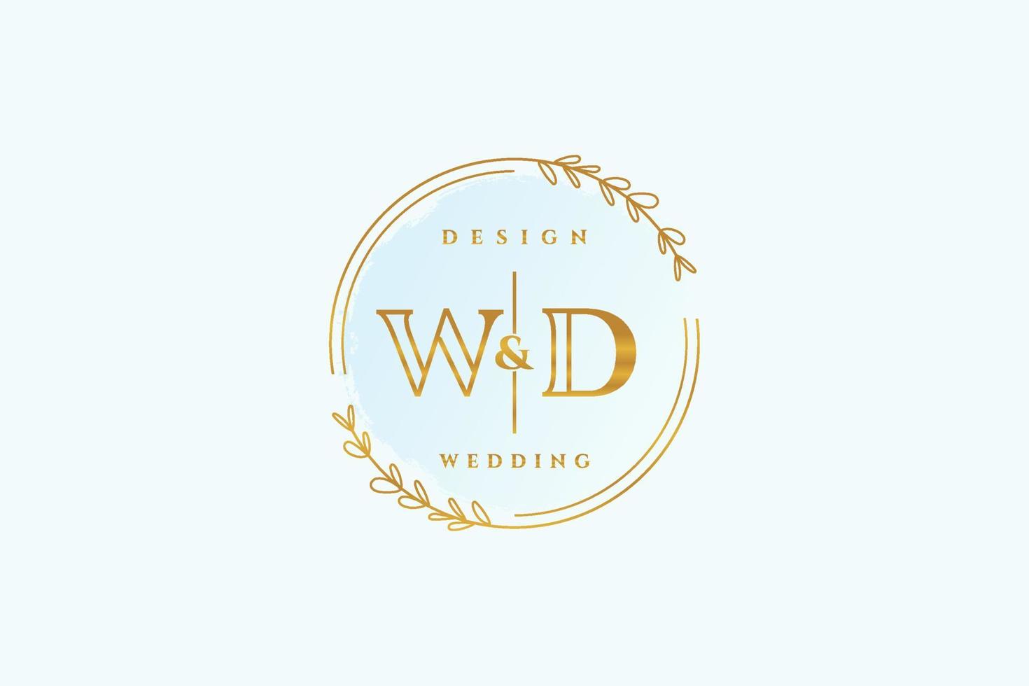 Initial WD beauty monogram and elegant logo design handwriting logo of initial signature, wedding, fashion, floral and botanical with creative template. vector