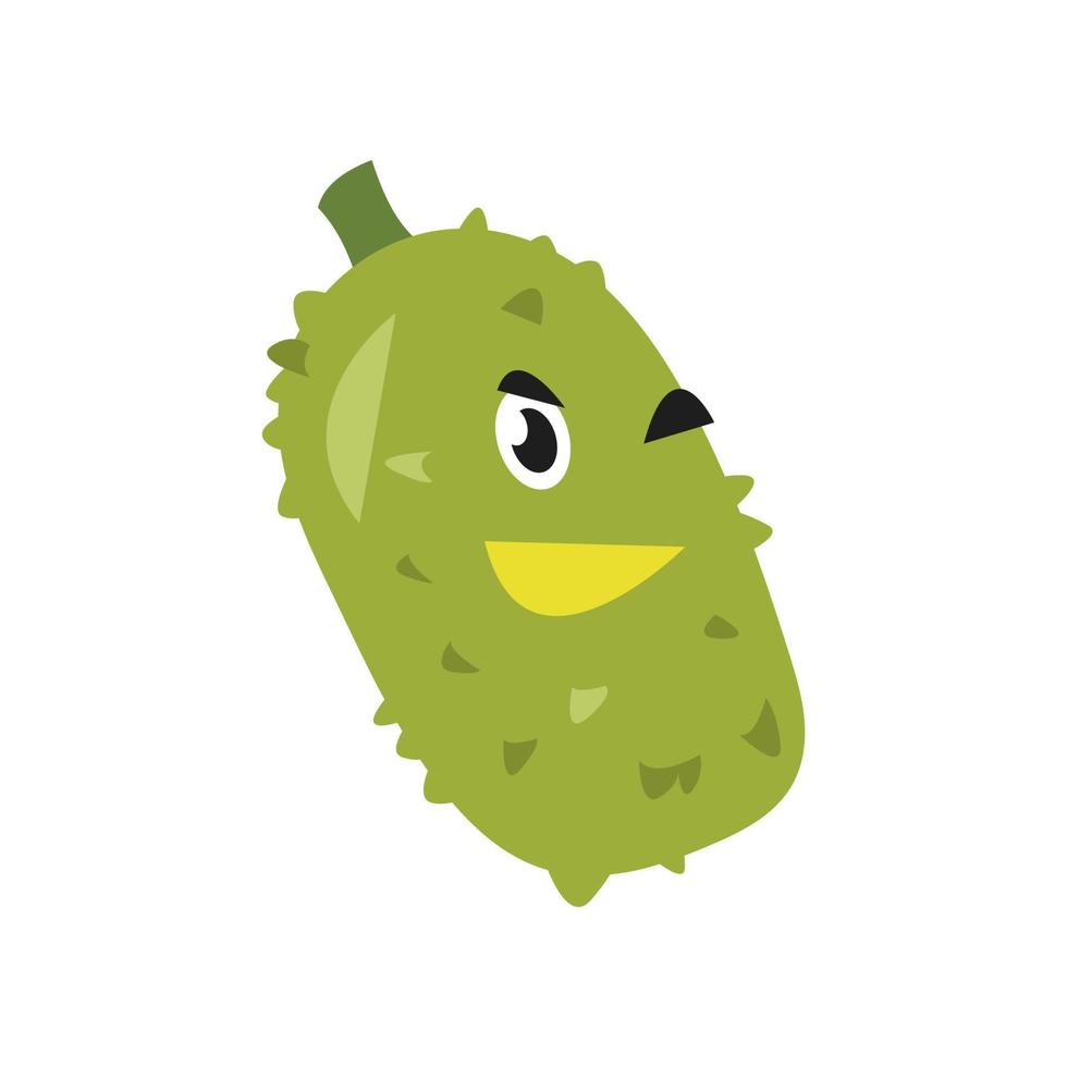 lindo personaje de jaca. Aislado en un fondo blanco. adecuado para mascota, libro infantil, icono, diseño de camisetas, etc. fruta, comida, vegetariano, concepto de salud. ilustración de diseño de vector plano