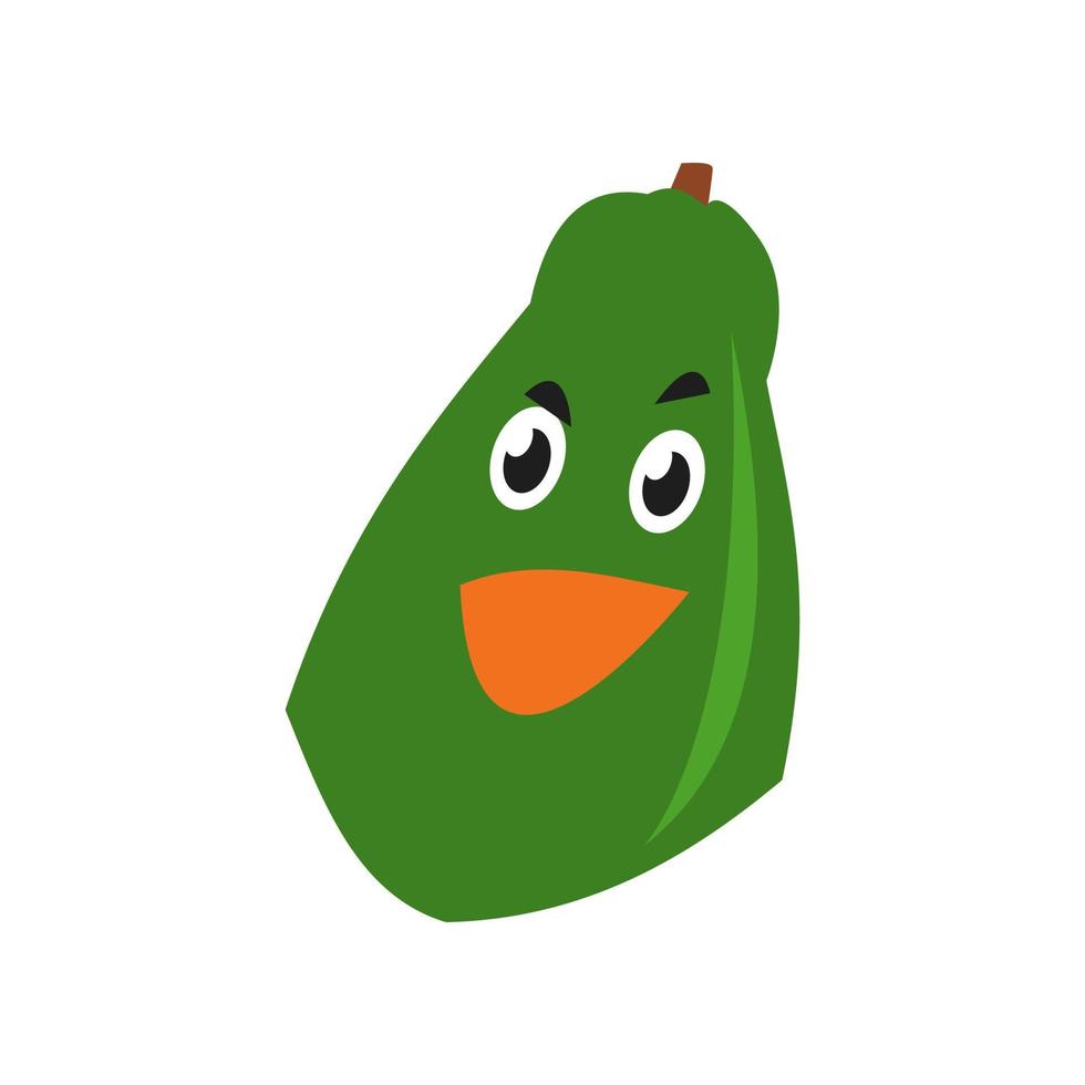 personaje divertido de la fruta de papaya. Aislado en un fondo blanco. adecuado para mascota, libro infantil, icono, diseño de camisetas, etc. fruta, comida, vegetariano, concepto de salud. ilustración de diseño de vector plano