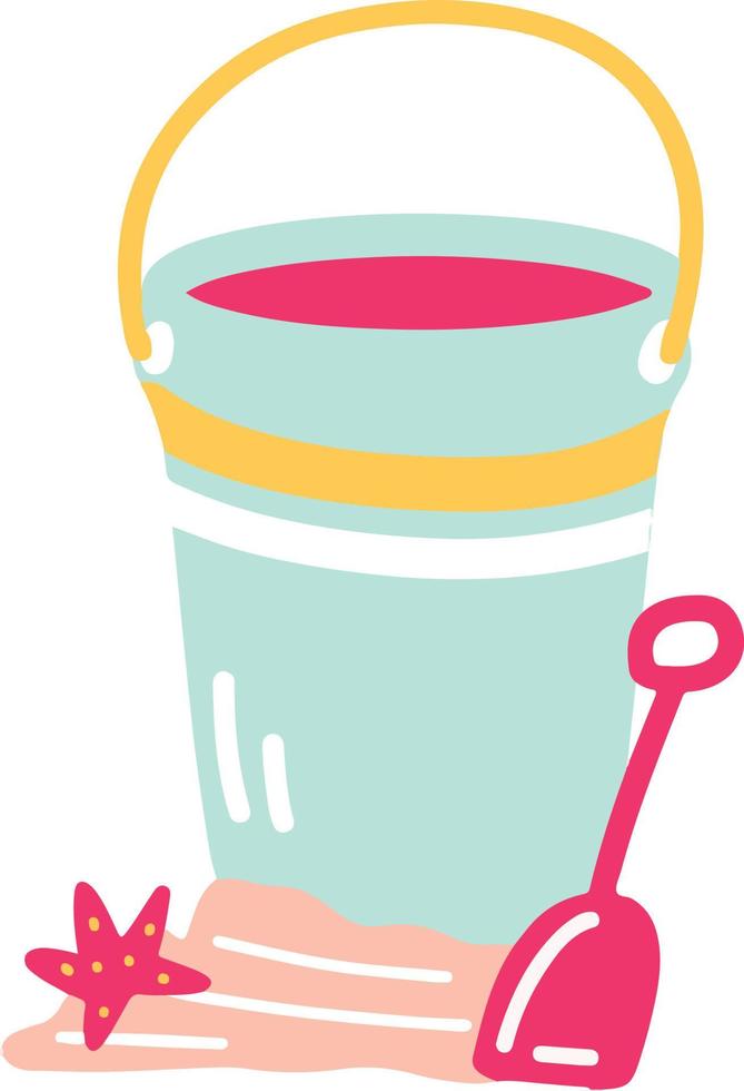 Cheerful Sand Bucket and Shovel Summer Vacation Illustration vector