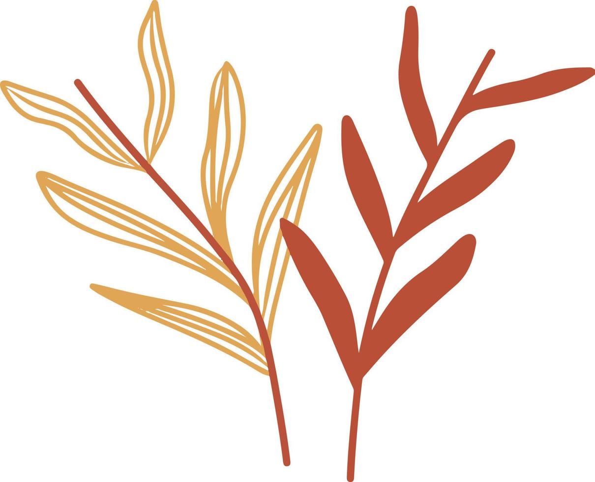 Cute Boho Leaves Hand Drawn Boho Illustration vector