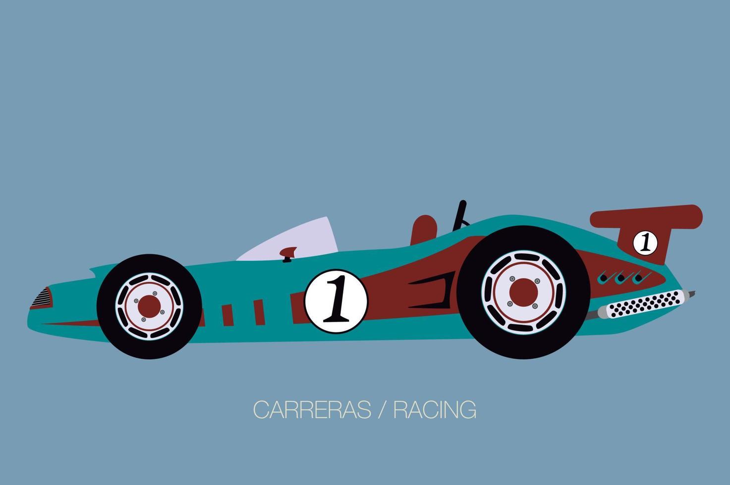 vintage racing car, flat design style vector