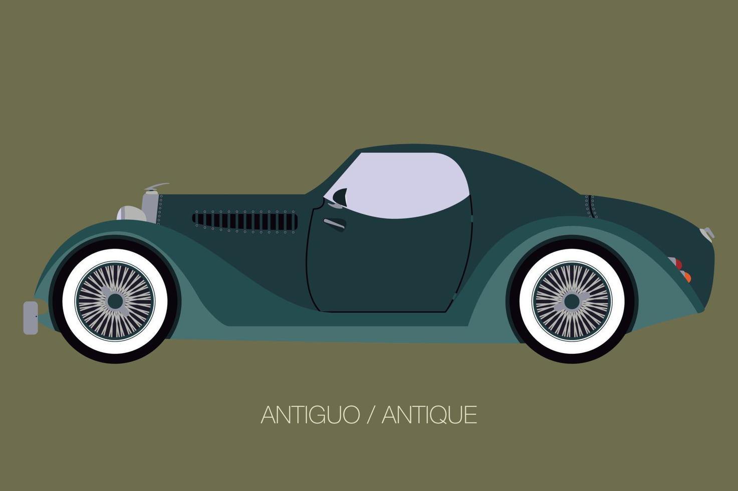 antique car, vector car icon, side view of car