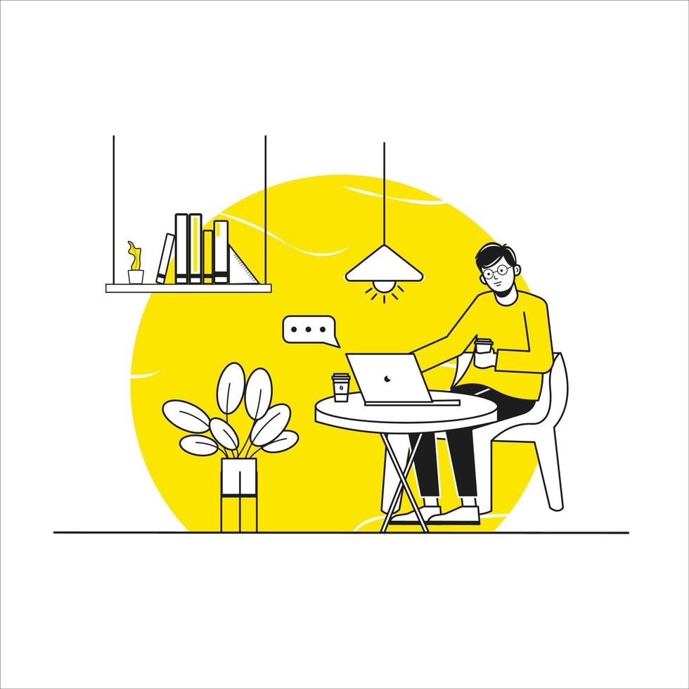 Man Work from home illustration vector