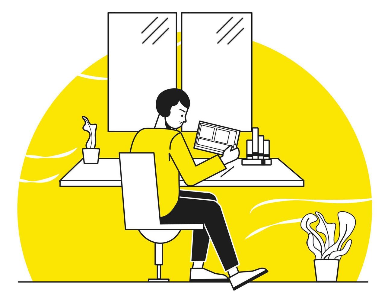 Man Work from home illustration vector