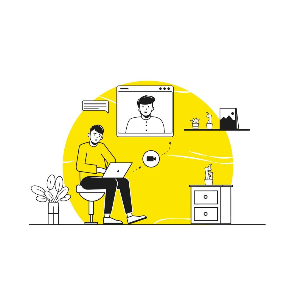 Man Work from home illustration vector