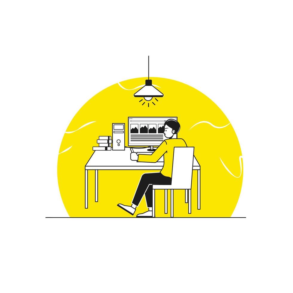 Man Work from home illustration vector