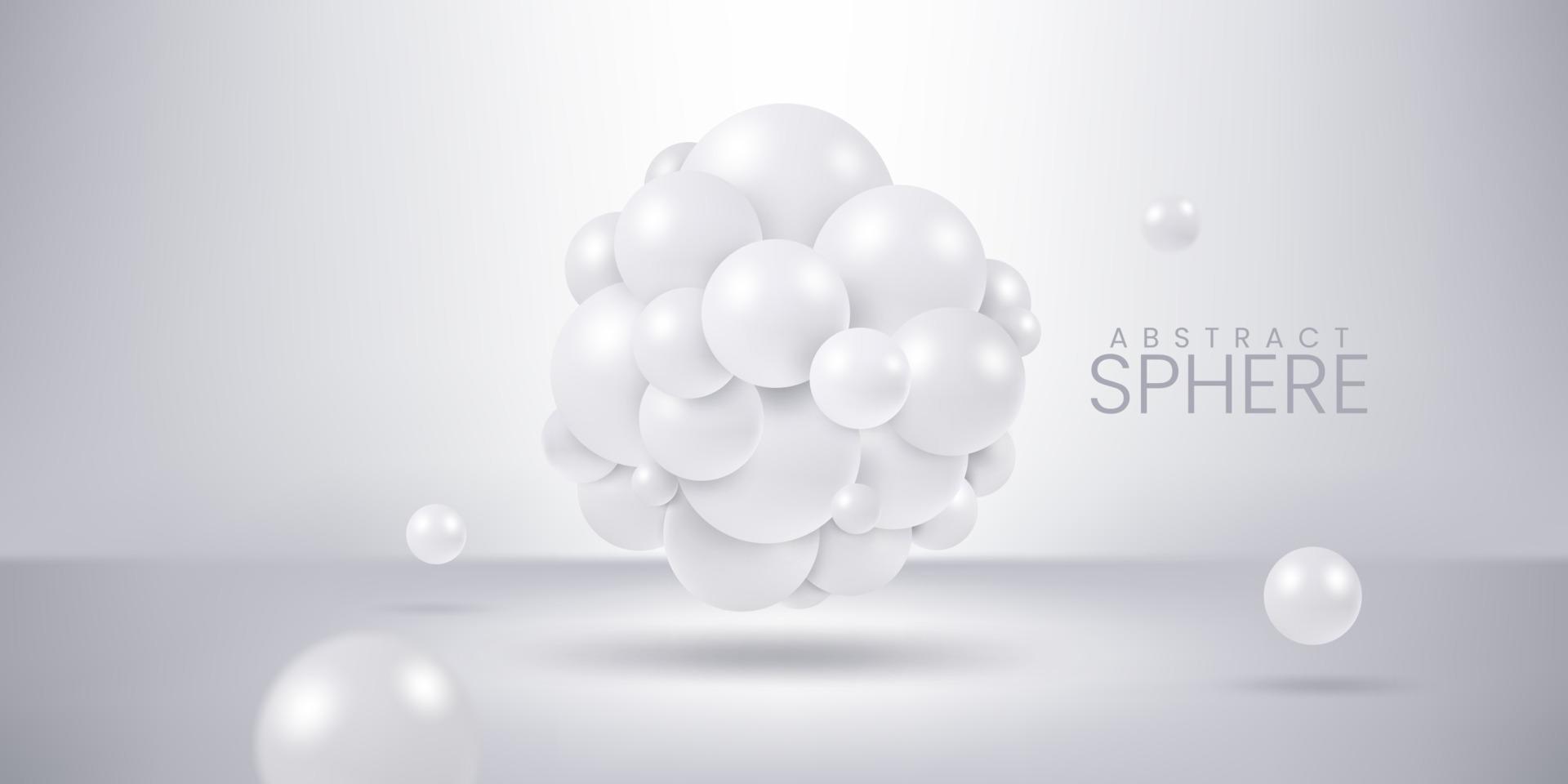 Abstract realistic 3d spheres composition in white background vector