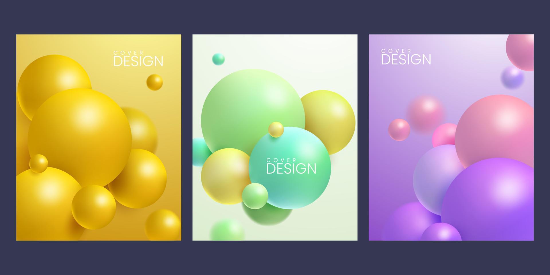 Modern cover design with dynamic colorful bouncing balls. abstract 3d spheres background vector