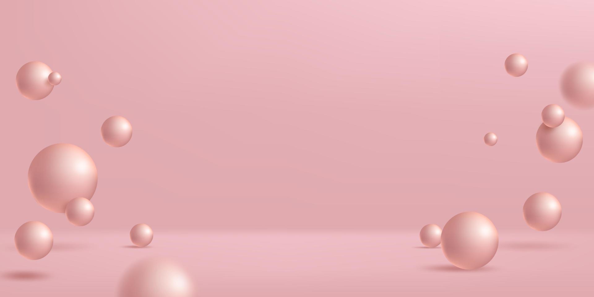 Ilustración realista 3d de fondo horizontal de bola rosa vector