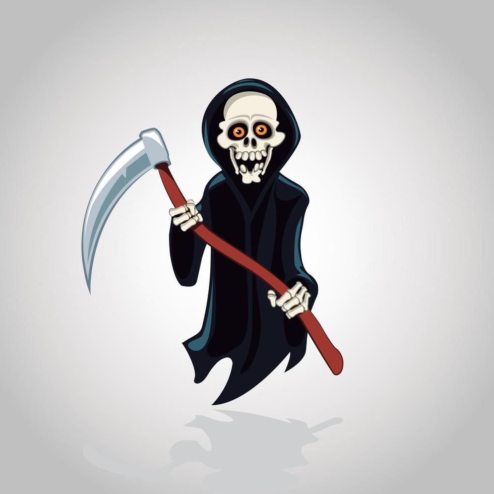 Death cartoon character illustration, grim reaper halloween. vector