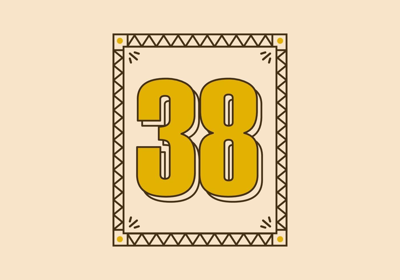 marco de rectángulo vintage con el número 38 en él vector