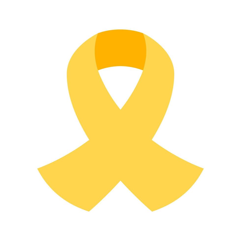 Yellow awareness ribbon for bone cancer and troops support symbol