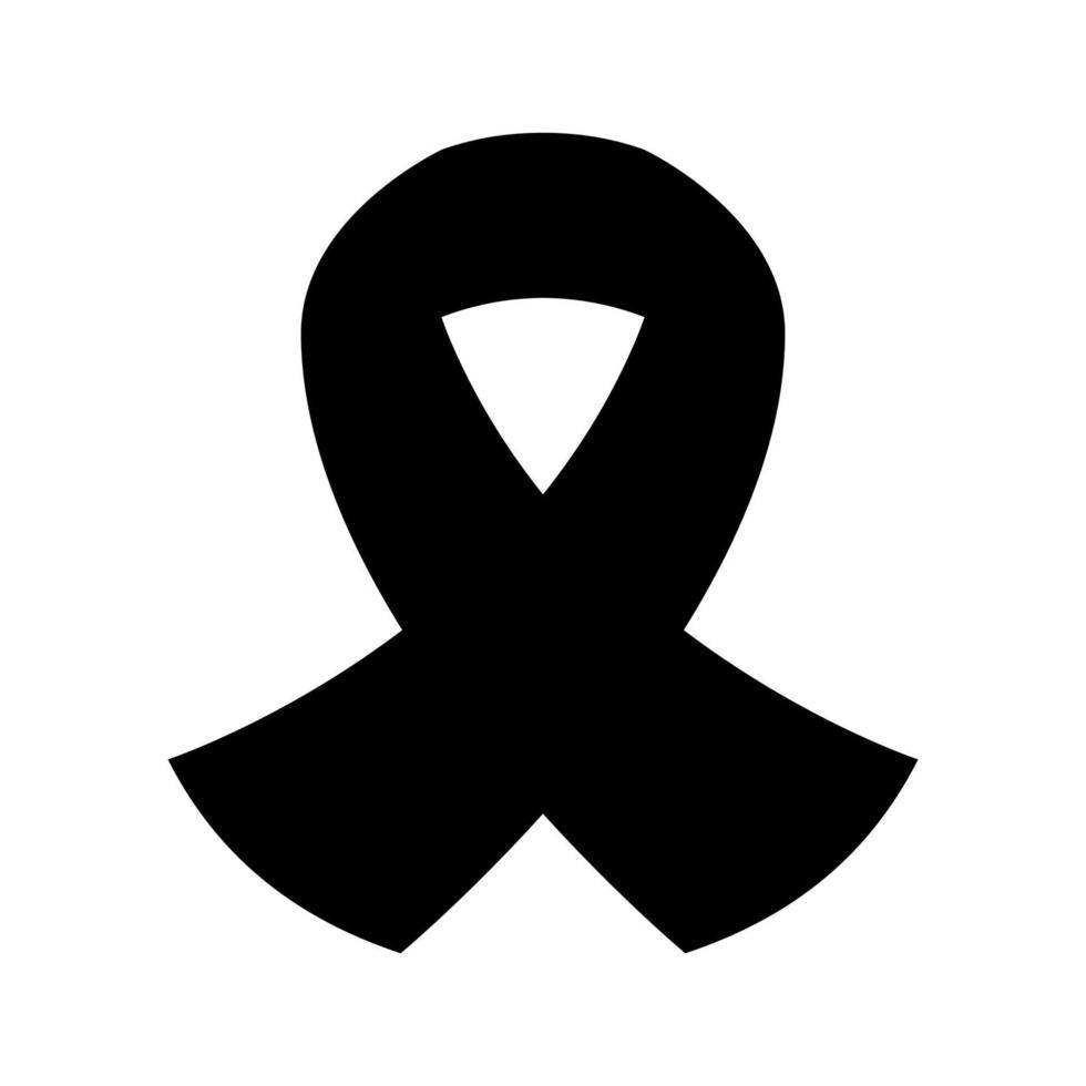 Black awareness ribbon on white background. Mourning and melanoma symbol vector