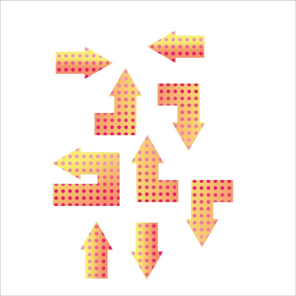 set of dot arrow design illustration. pointer direction interface. vector