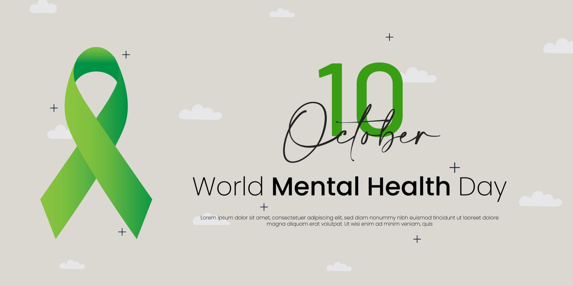 banner de ilustración de fondo del día mundial de la salud mental vector