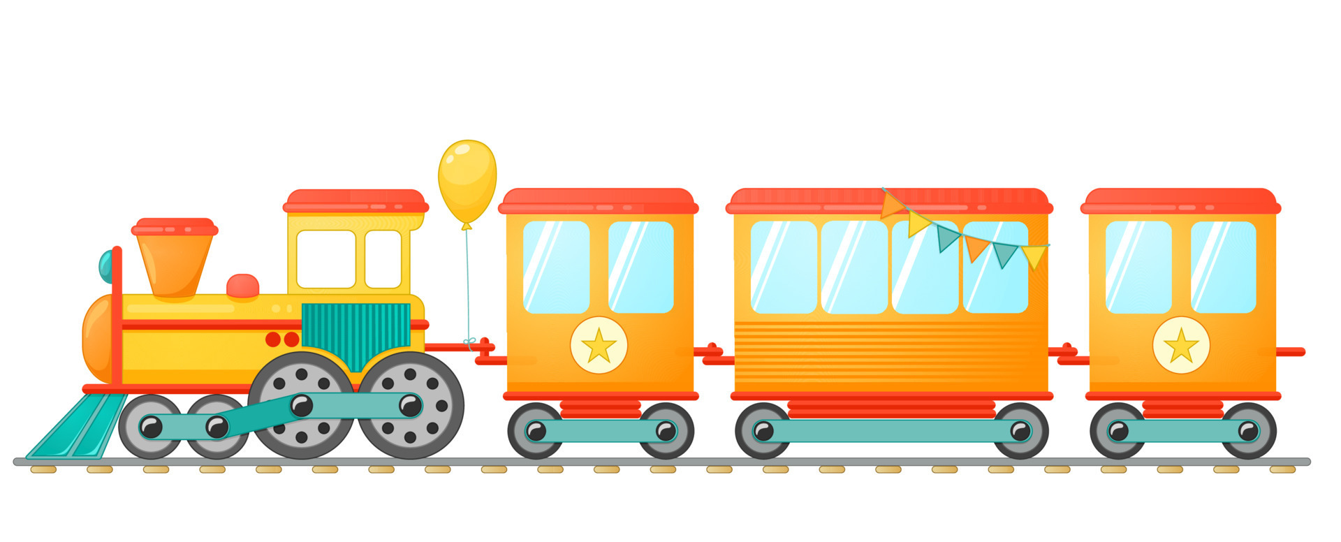 Kids train toy in cartoon style. Vector illustration isolated on white