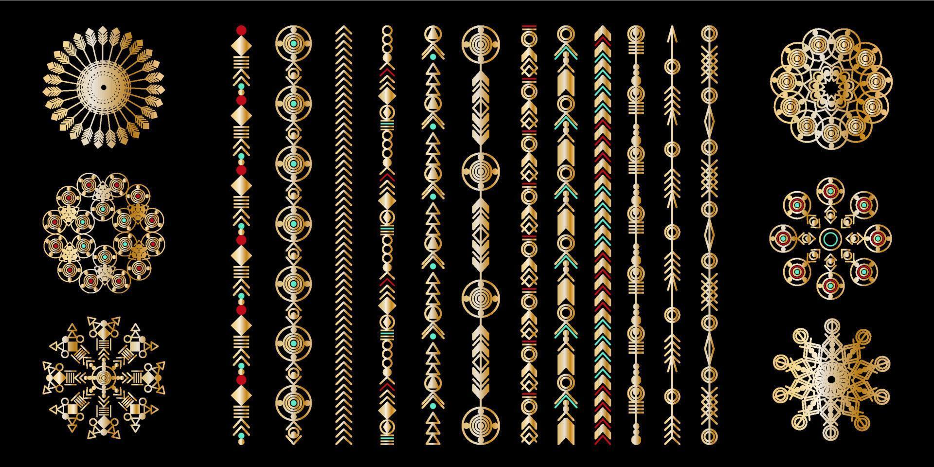 Tribal geometric gold pattern vector