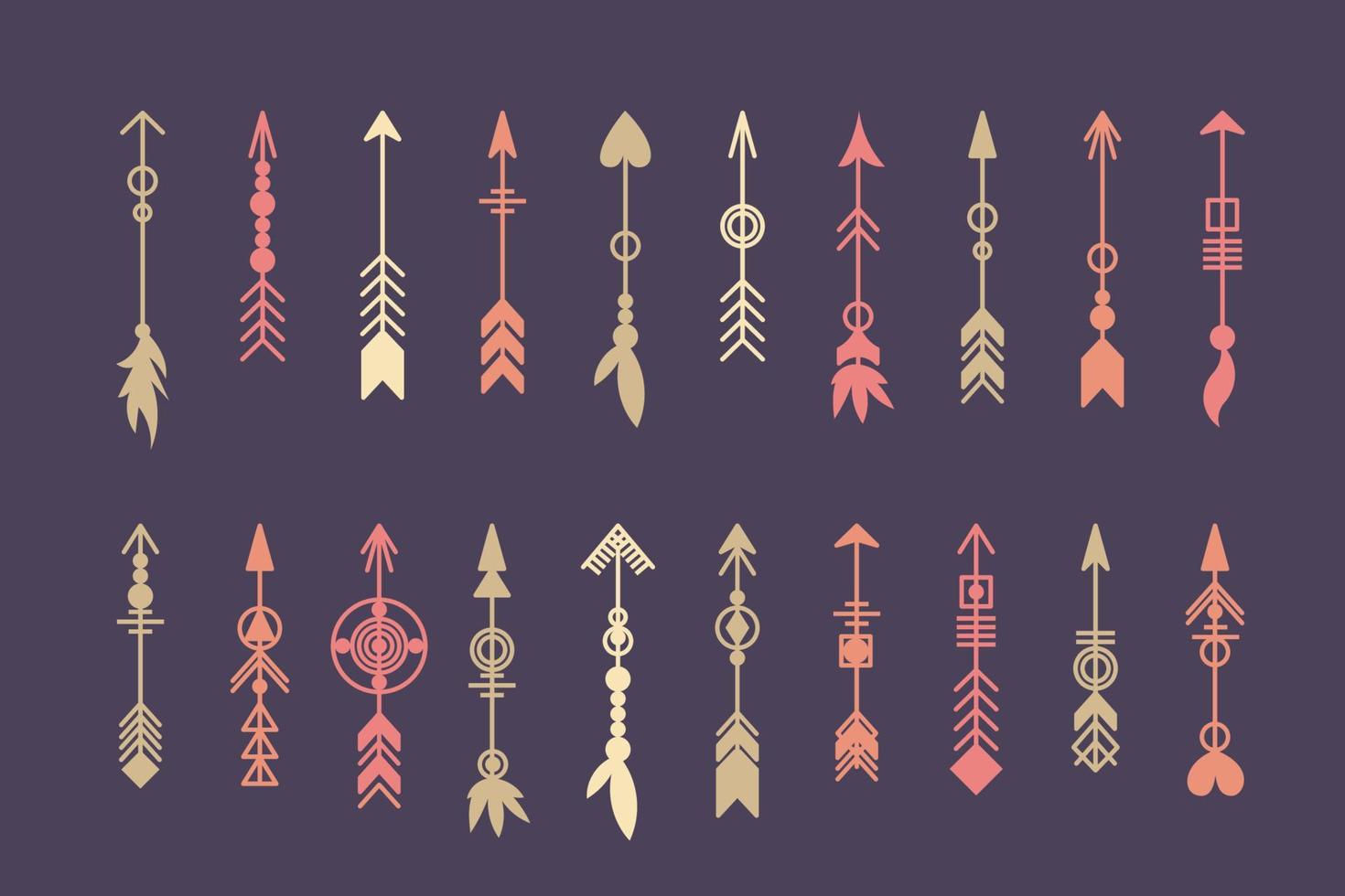 Tribal arrow set. vector