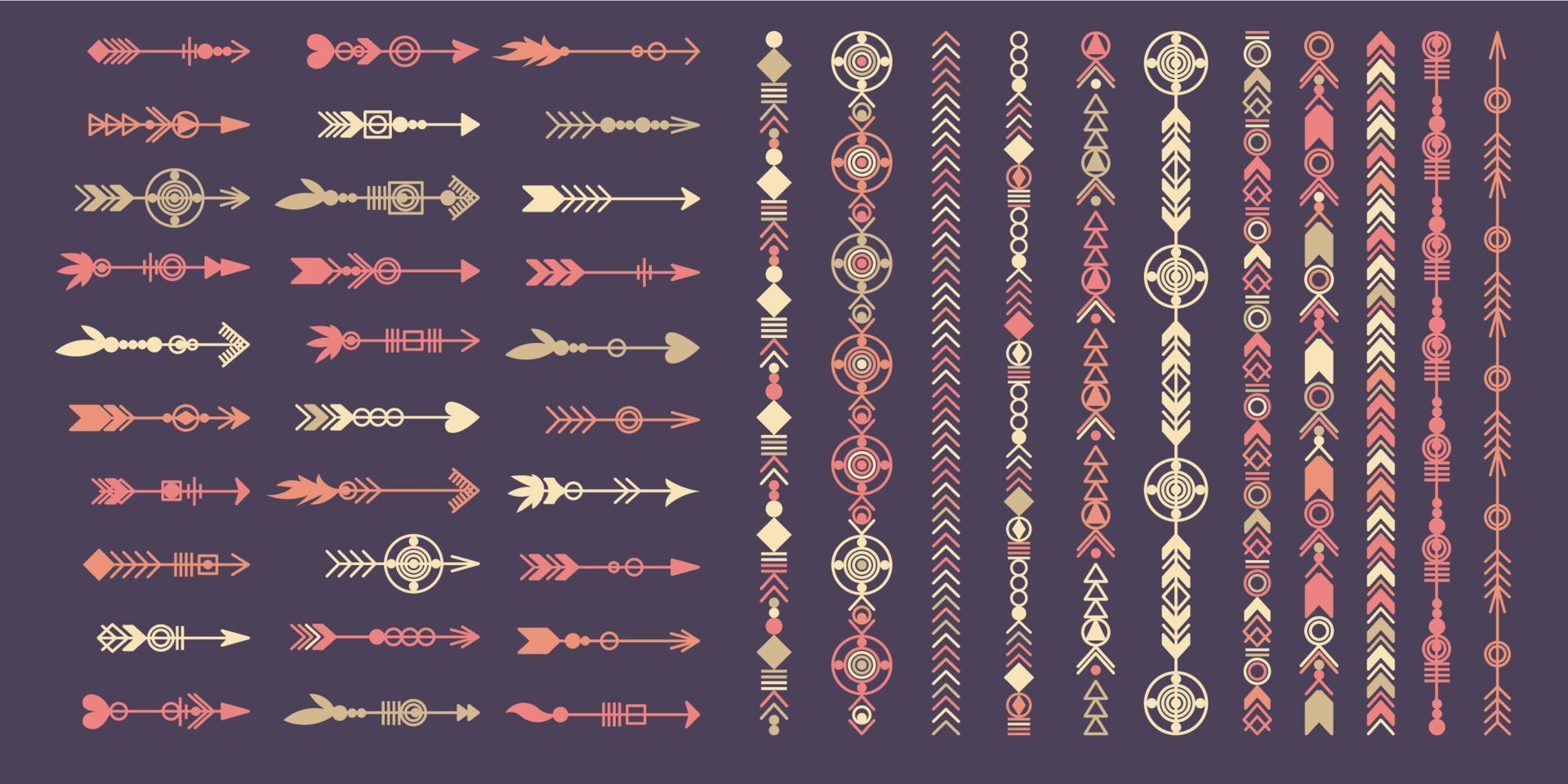 Tribal arrow set. vector