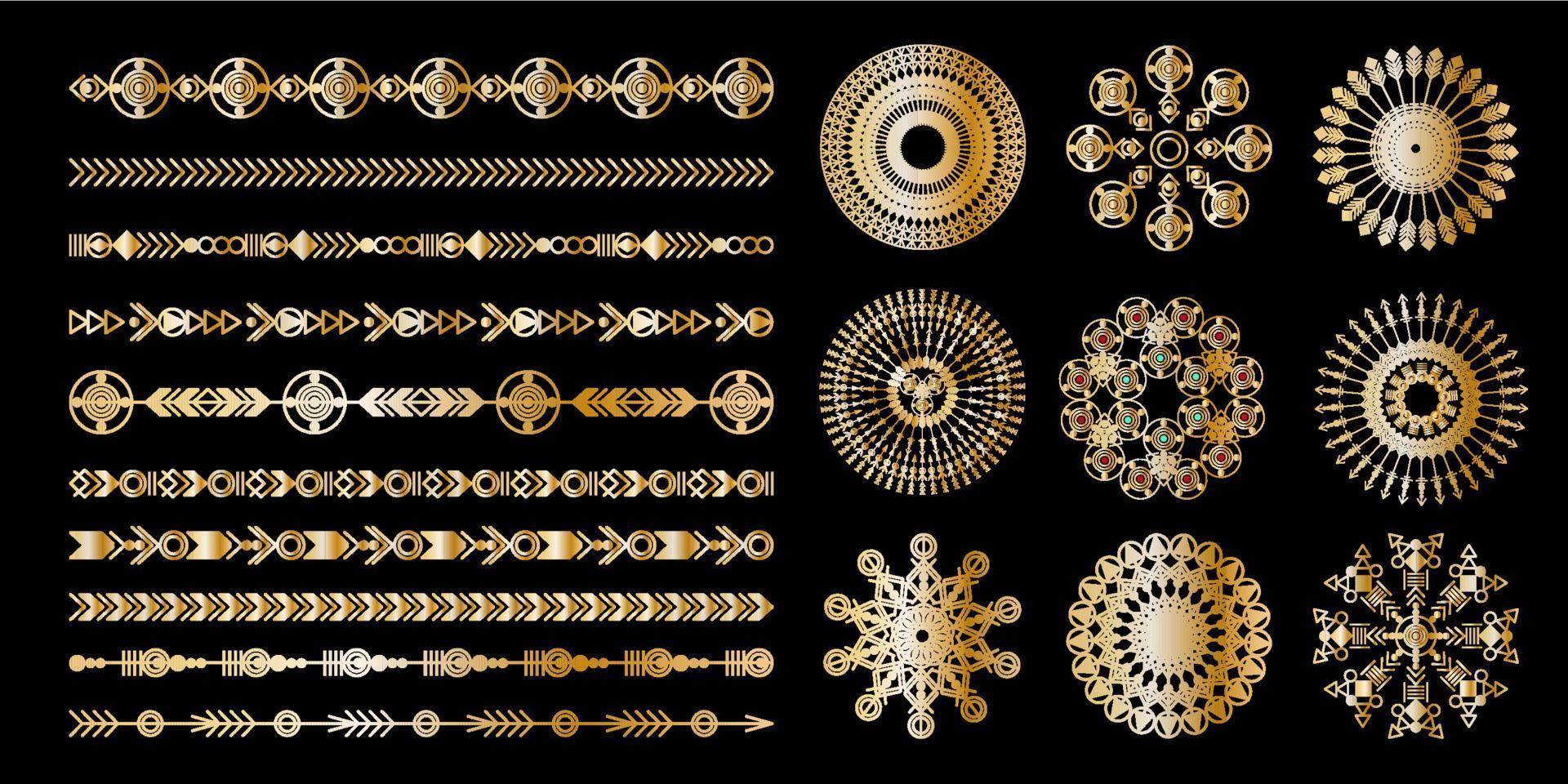 Tribal geometric gold pattern vector