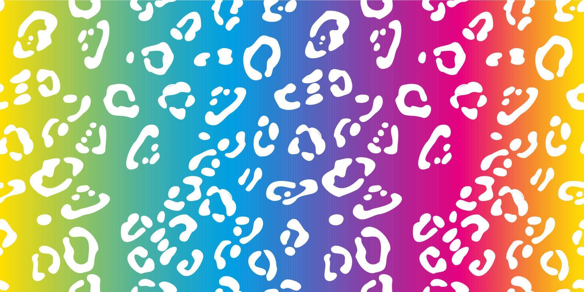 Rainbow leopard seamless pattern. Colorful neon vector background. Gradient wallpaper.