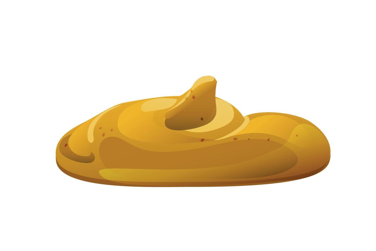 Mustard yellow stain. Dijon honey sauce cream. Vector design in cartoon style for food branding.