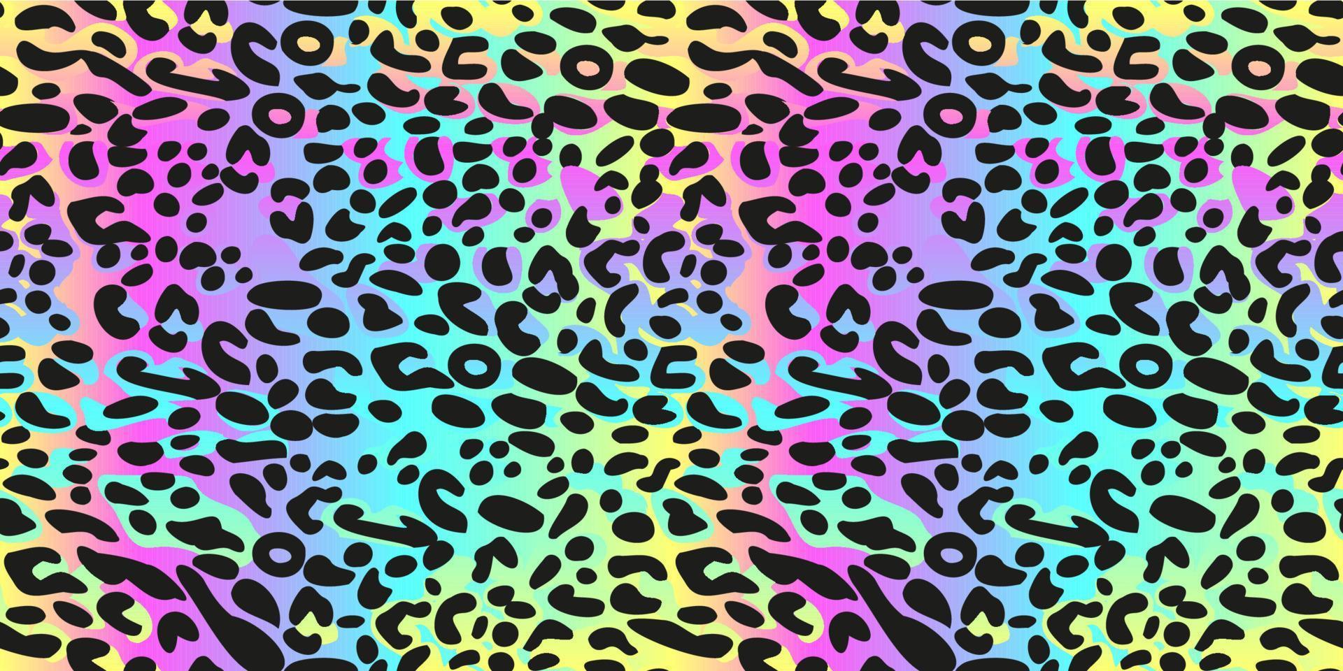 Rainbow leopard seamless pattern. vector