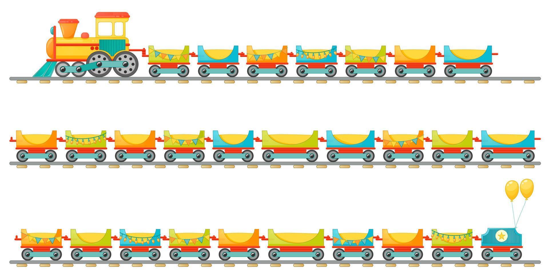 Kids train toy in cartoon style. Vector illustration isolated on white background.