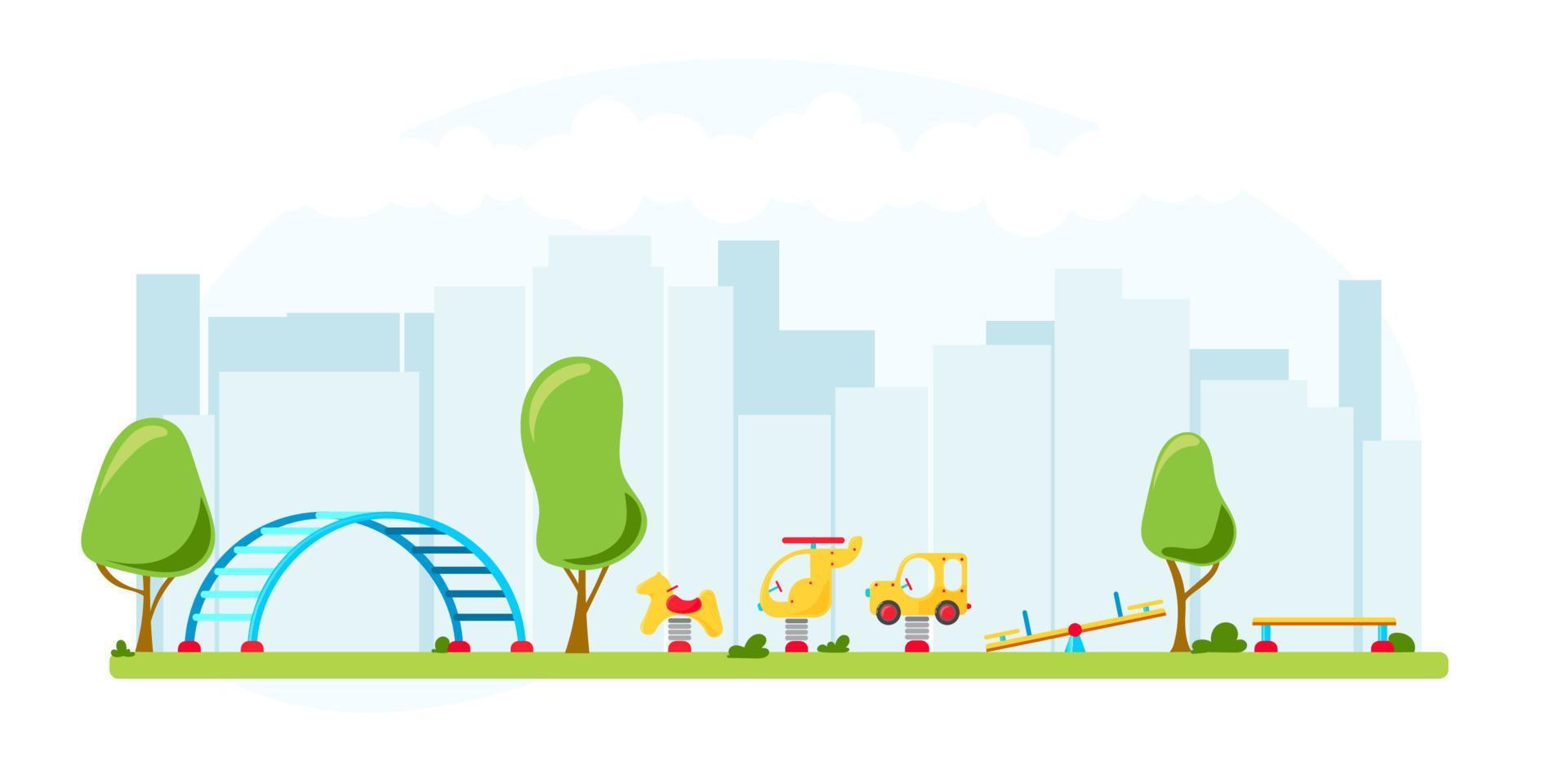 Kids playground. Set of playing equipment elements. City park concept. Vector illustration