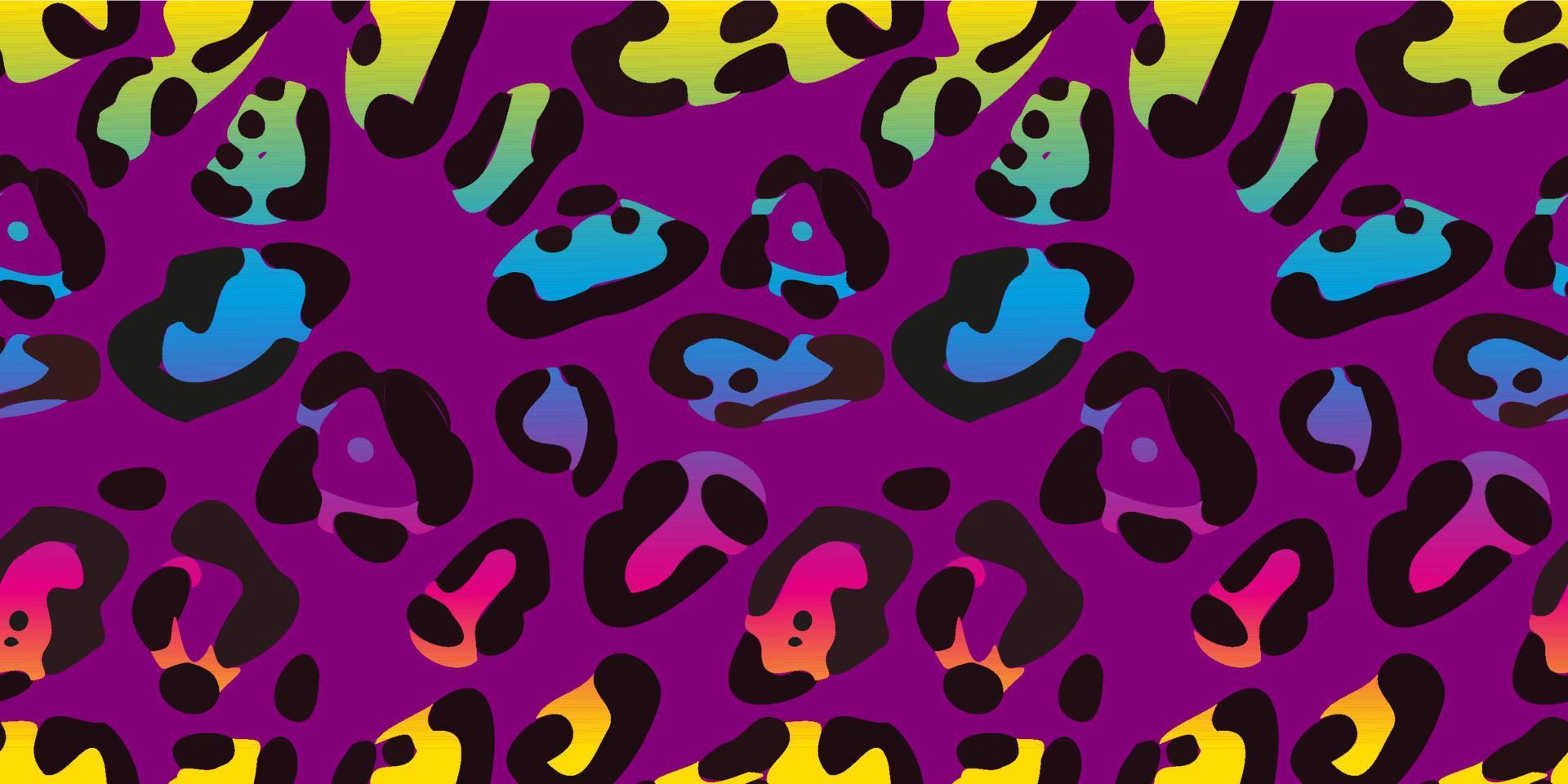 patrón sin costuras de leopardo arco iris. Fondo de vector de neón colorido. fondo de pantalla degradado.