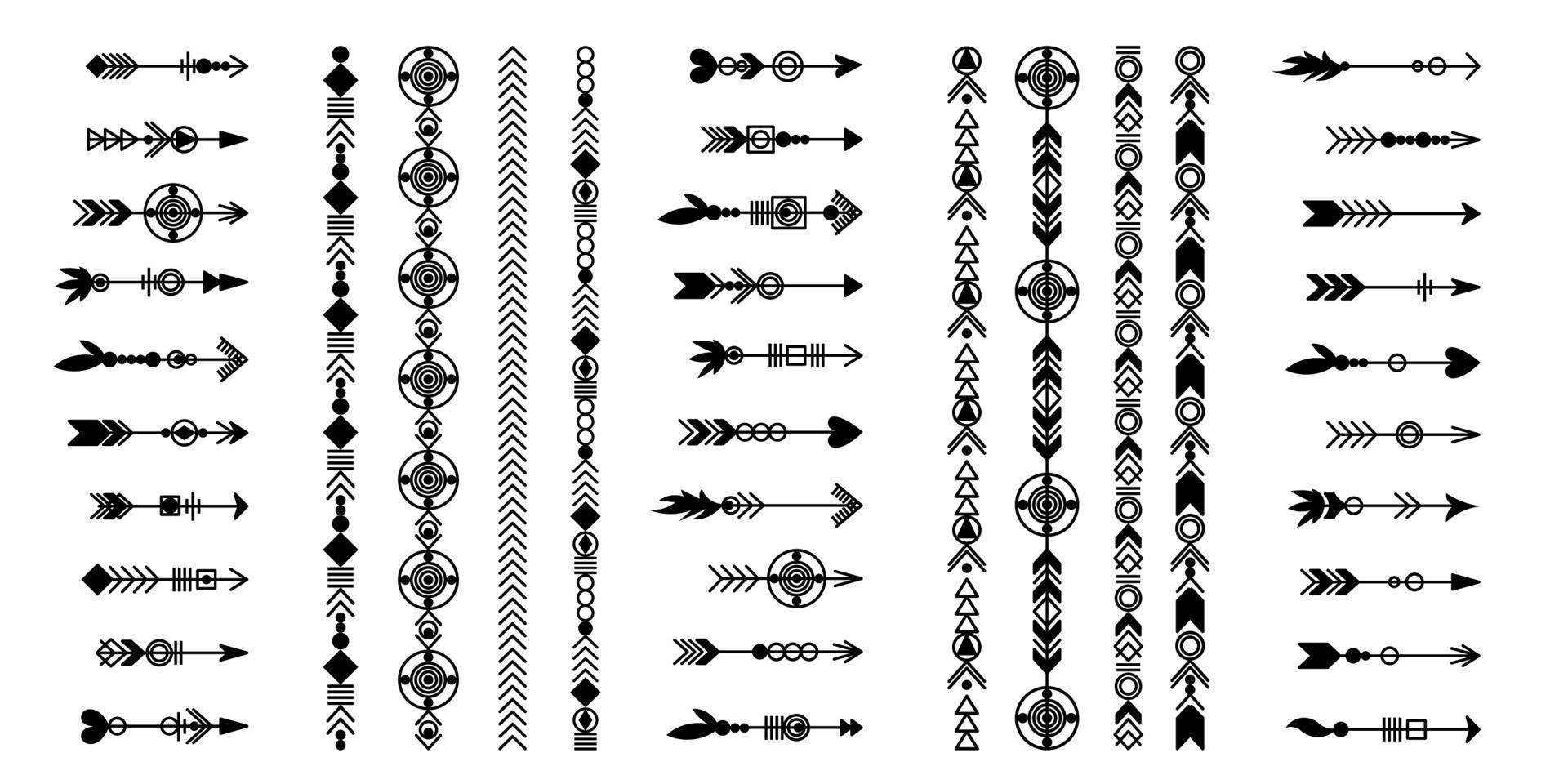 conjunto de flechas tribales. vector