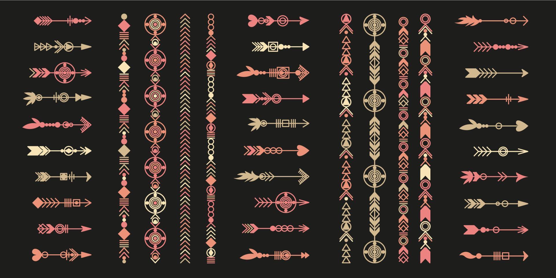 Tribal arrow set. vector