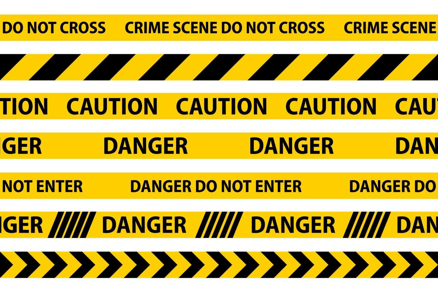 Danger, caution and warning seamless tapes. vector