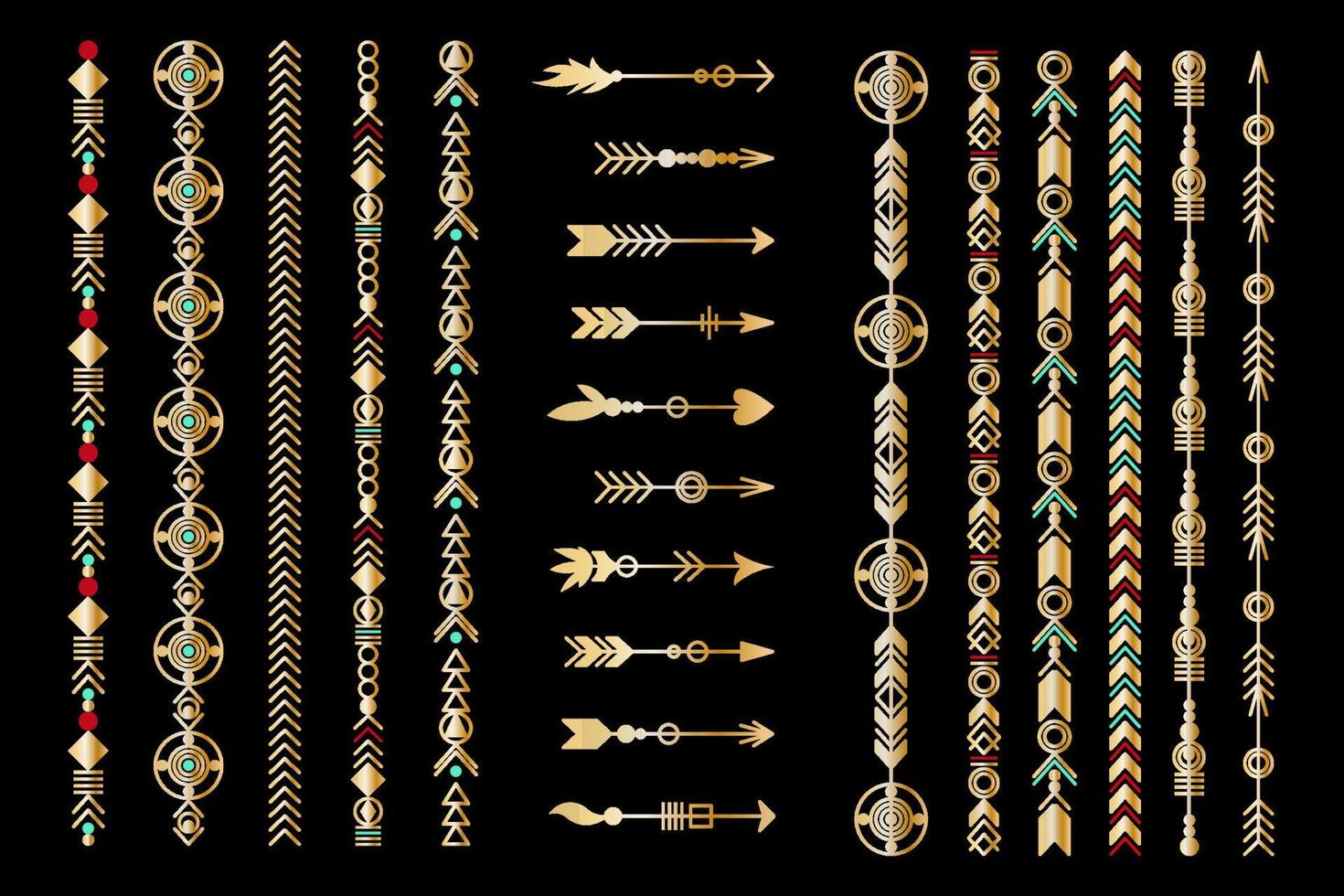 Set of gold arrow. vector