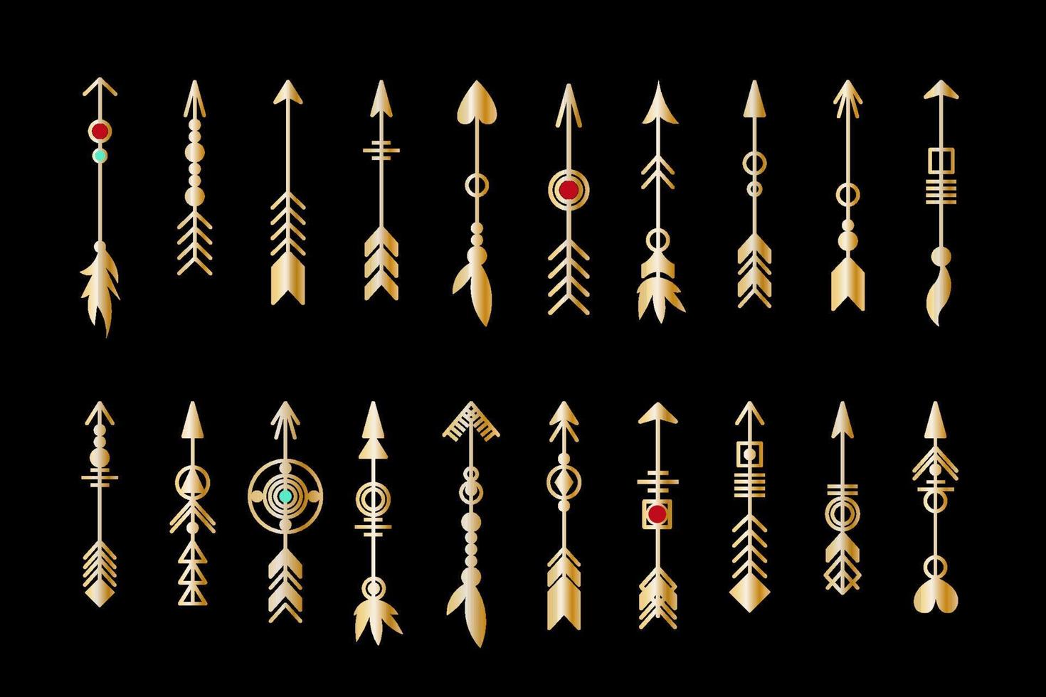 Set of gold arrow. vector