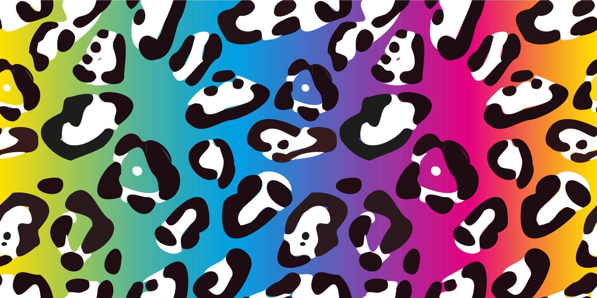 Rainbow leopard seamless pattern. Colorful neon vector background. Gradient wallpaper.