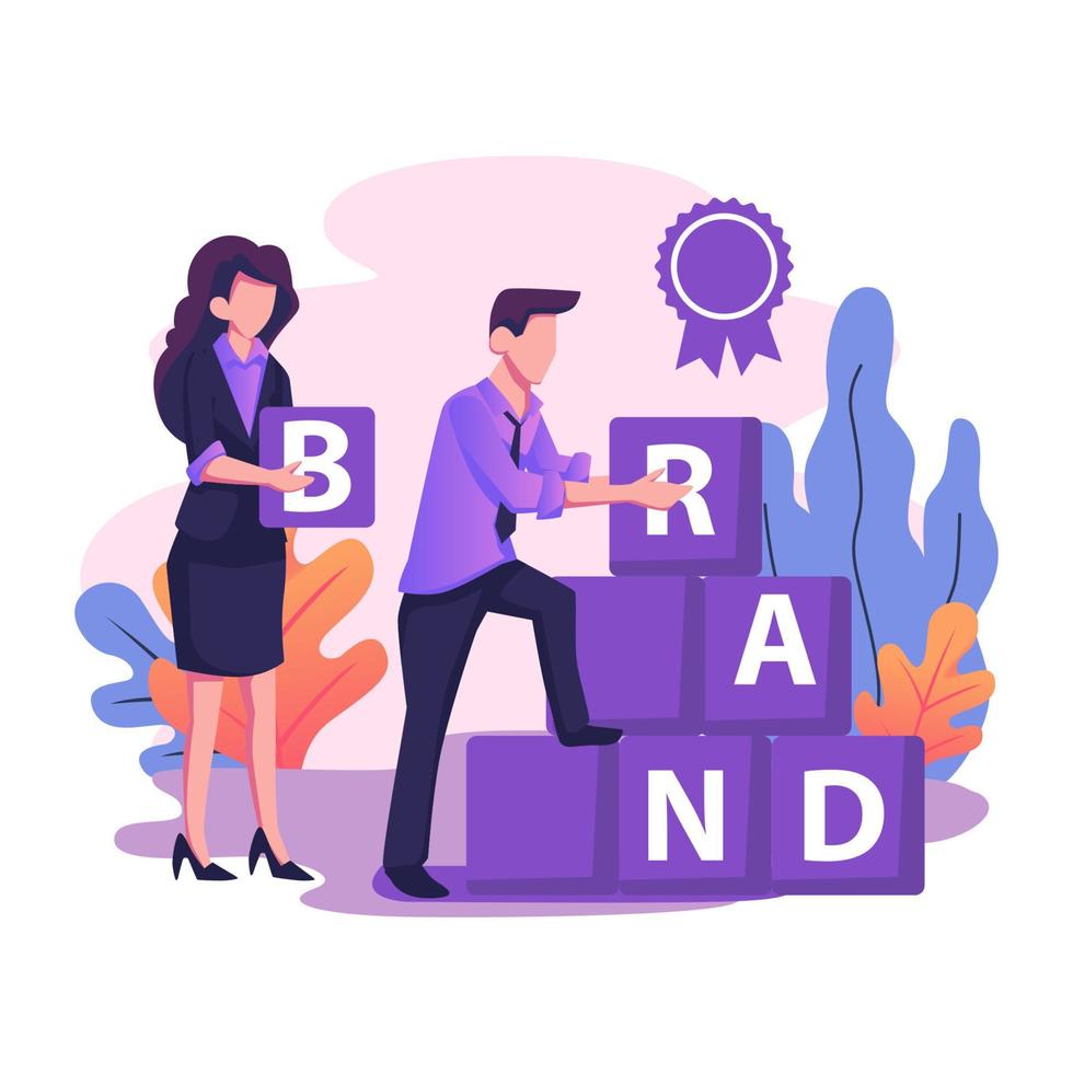 Brand building flat style illustration design vector