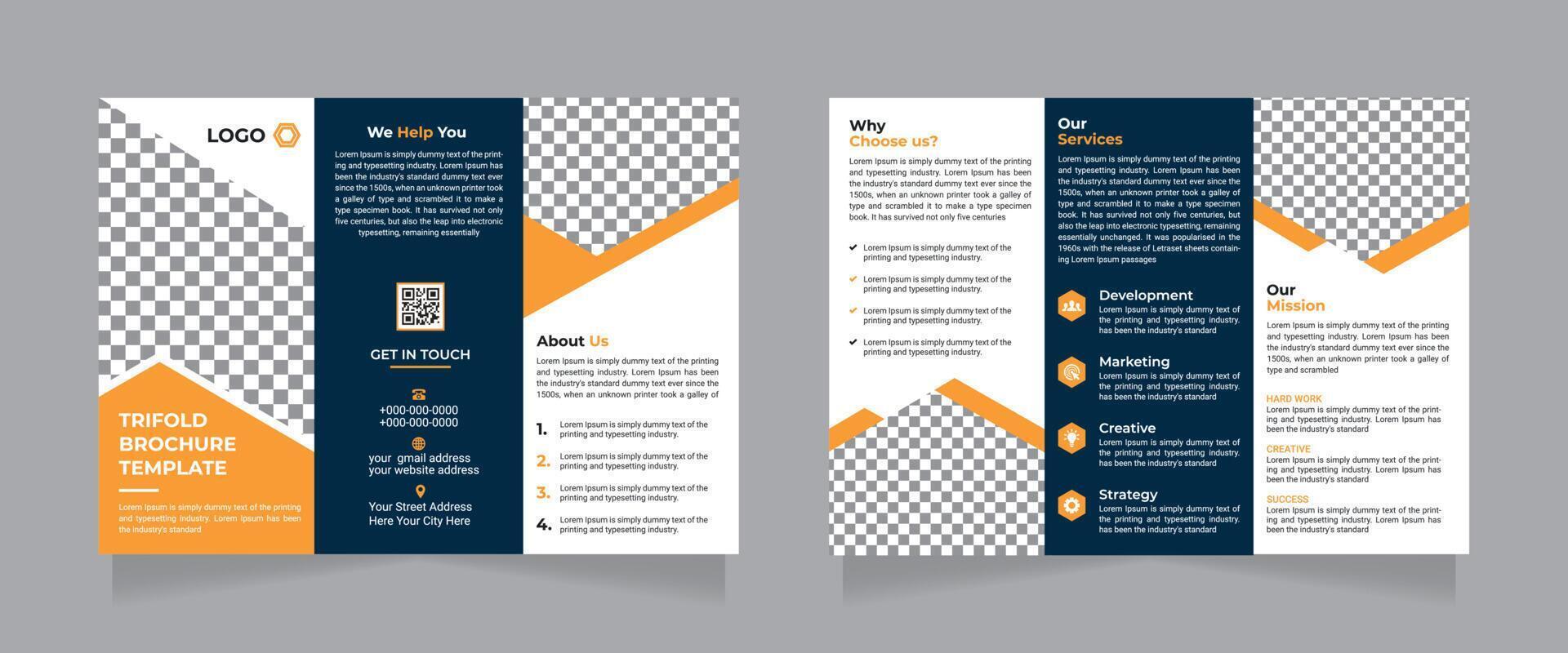 Modern Minimal corporate trifold business brochure template design. Vector Illustration