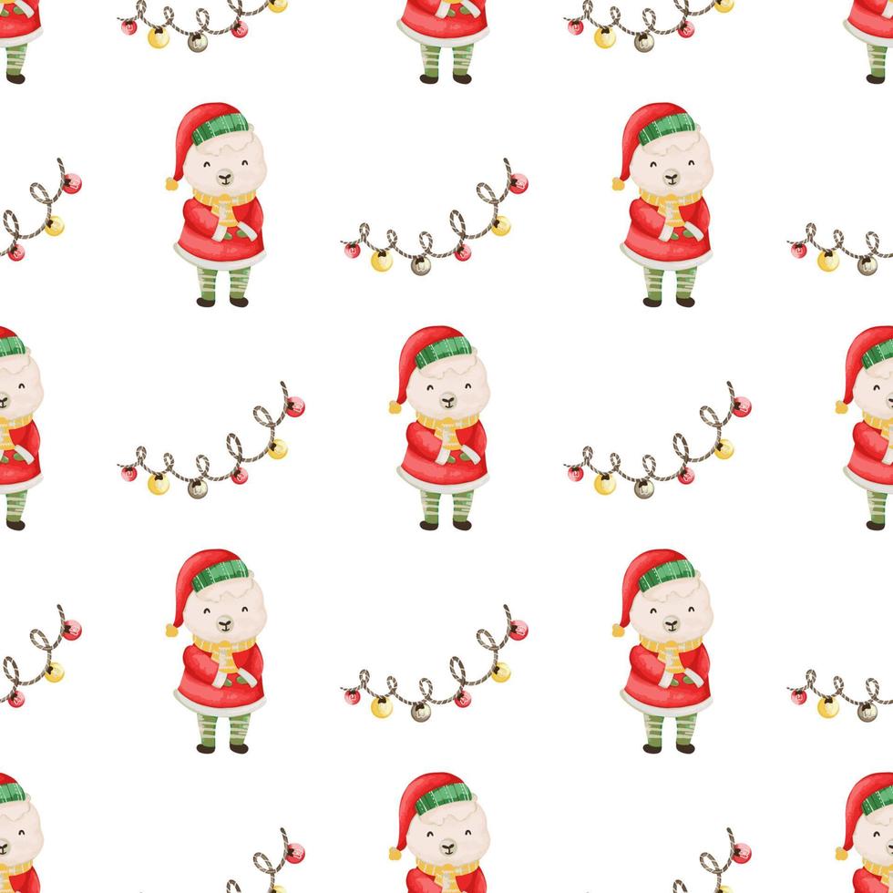 Christmas, New Year Illustration Background. Christmas Sheep Seamless Pattern Background vector