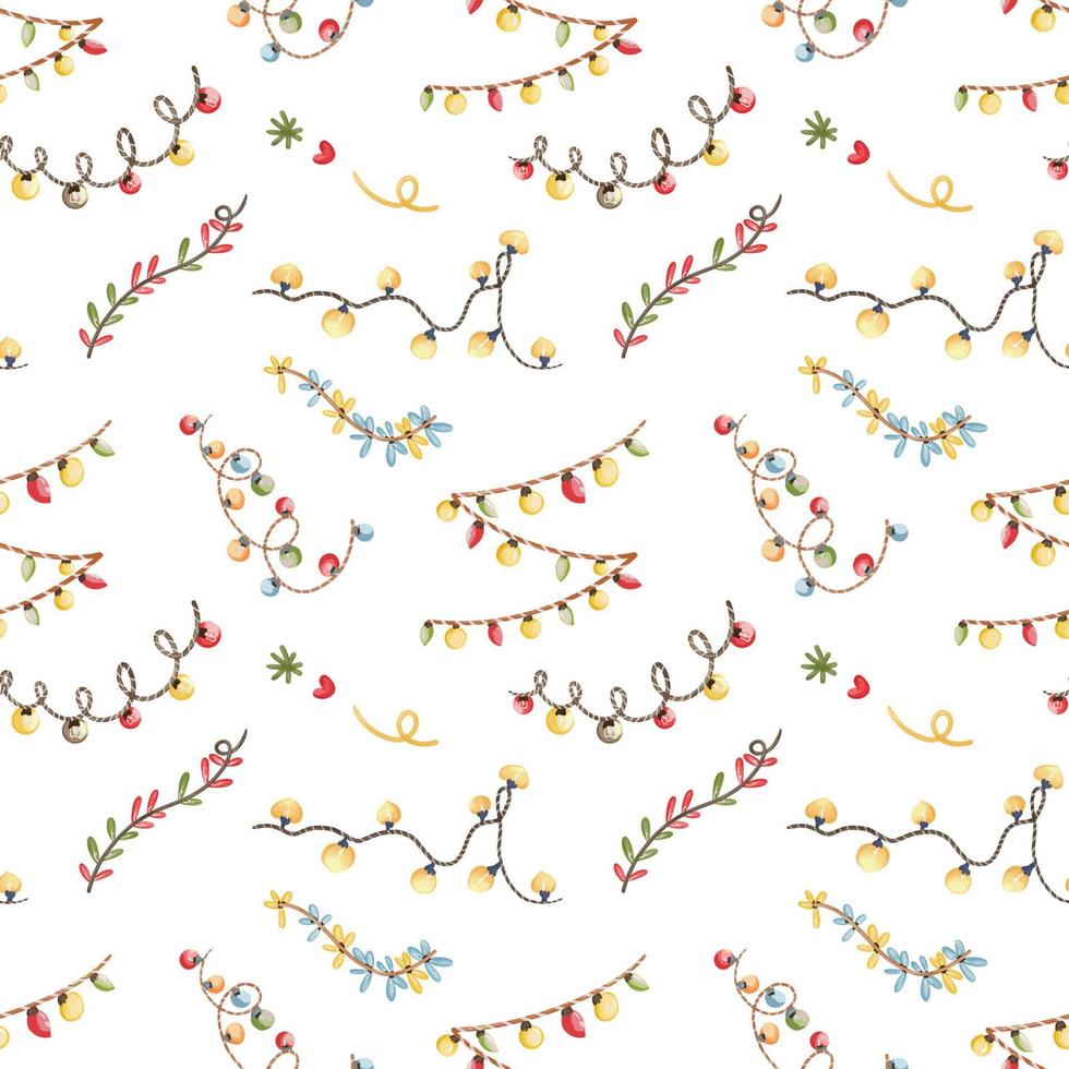 Christmas Lights Seamless Pattern Background. Christmas, New Year Illustration Background vector