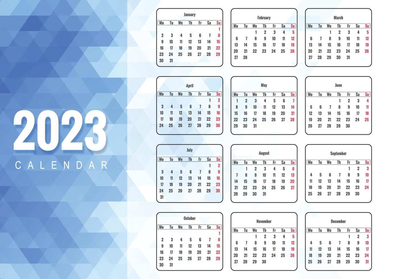fondo de calendario de año nuevo hermoso estilo geométrico 2023 vector