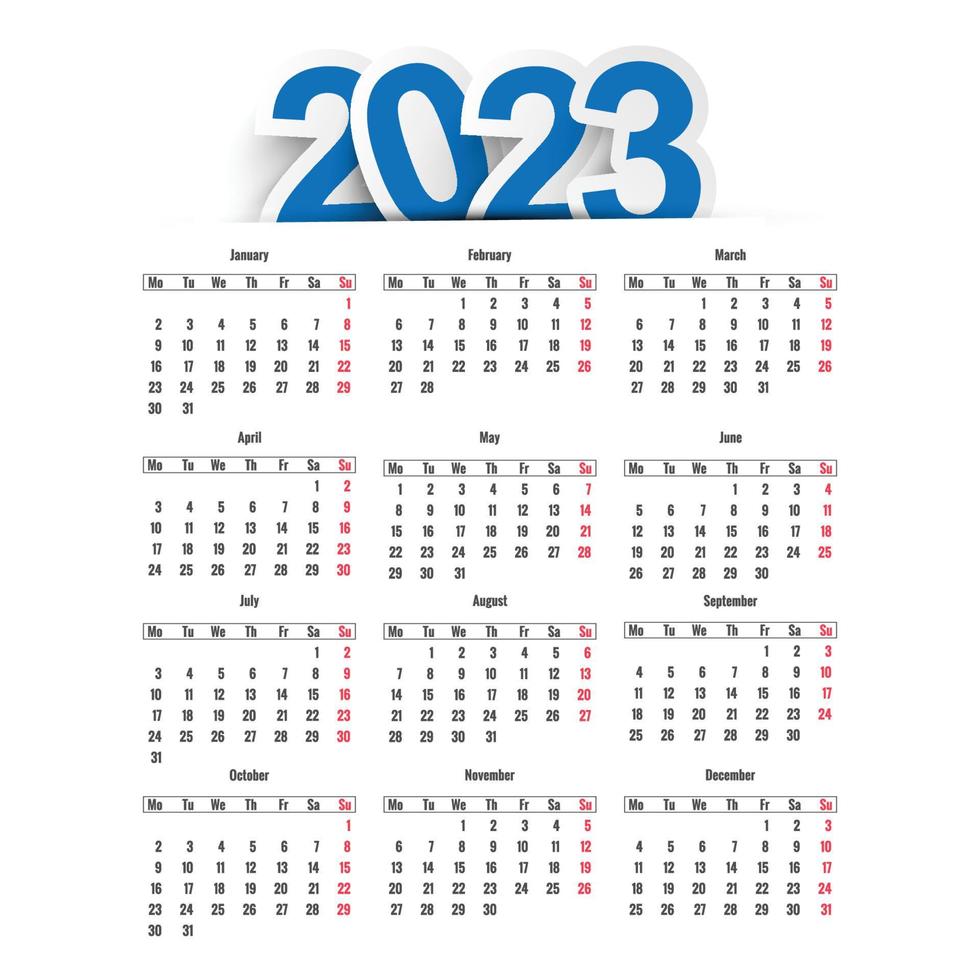 New year 2023 calendar template design vector